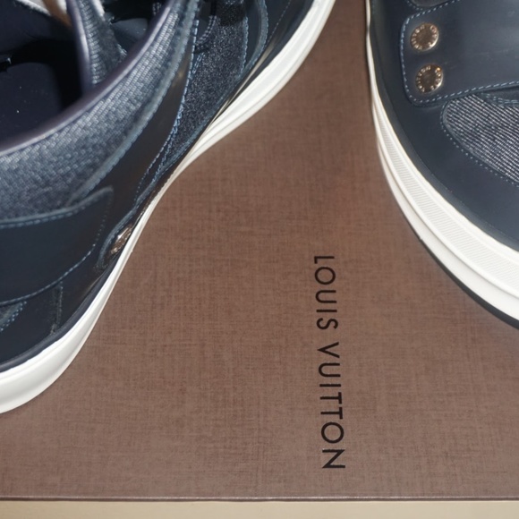 Louis Vuitton Mid-Top Sneaker Navy Blue Lth/ Denim - Picture 2 of 8